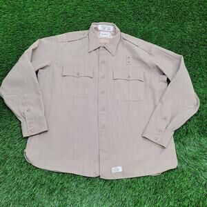 Vintage Conqueror Twill Button Shirt XL 25x30 Khaki Beige